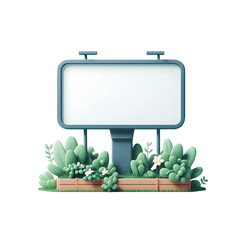 isometric cartoon style billboard low poly outdoor advertising media Isolated on transparent Background png