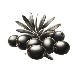 olive with leaves leaf black and white illustration on a transparent Background png