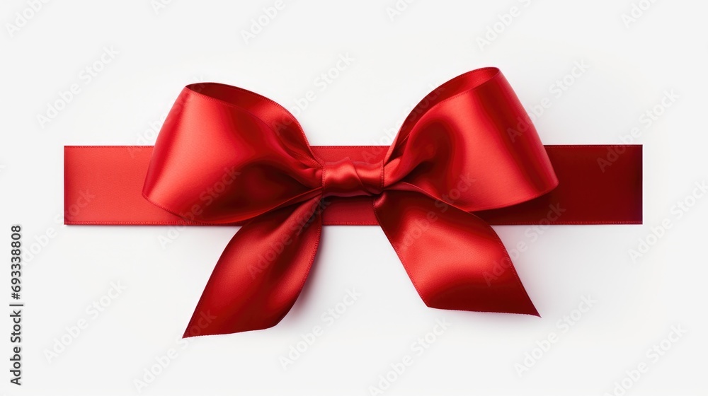 Poster A simple yet elegant red ribbon with a bow on a clean white background. Ideal for adding a touch of sophistication to any design or project