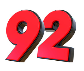 3D Red Number 92