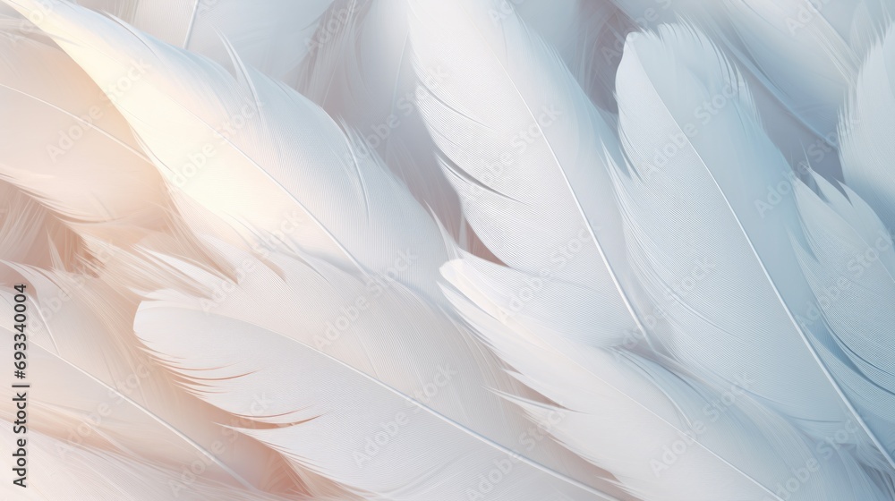 Poster A close up view of a bunch of white feathers. Can be used for various creative projects