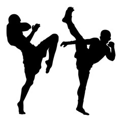 Thai boxing . Self-defense art on white background . martial arts body-vector.silhouette of a person