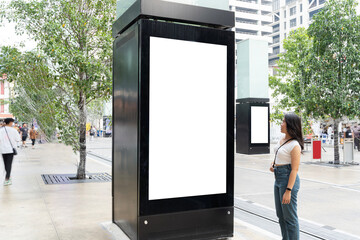White blank advertising billboard. street mockup panel. digital lightbox poster ad banner board....