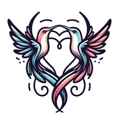 Obraz premium hummingbirds with hearts for Valentine´s Day