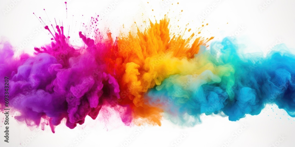 Poster colorful cloud of paint on a clean white background. versatile image that can be used for various pu