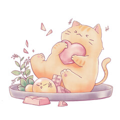 Valentine Cat Hug A Heart