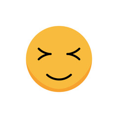 Smiley with closed eyes. Cartoon emoji. Flat vector