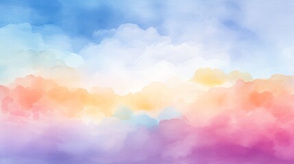 Watercolor sky background with clouds. illustration for your design. Generative AI
