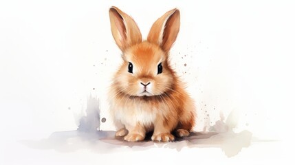 Cute little rabbit isolated on white background. Watercolor illustration. Generative AI