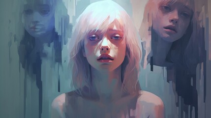 Generative ai illustration of woman crying, a concept of bullying and mental health issue
