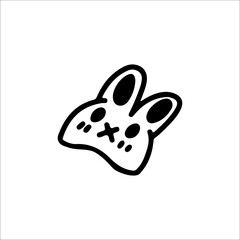 vector illustration of rabbit head doodle