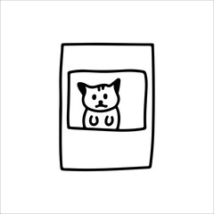 vector illustration of doodle photo of a cute cat