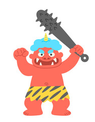 Obraz premium 金棒を持っている赤鬼