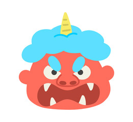 怒っている赤鬼の顔