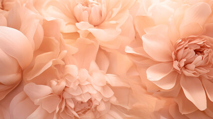 Close-up of peonies flowers in the 2024 color Peach Fuzz.