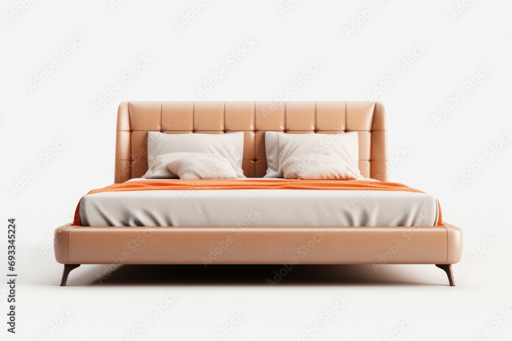 Poster a simple image of a bed with two pillows on top. perfect for illustrating comfort and relaxation.