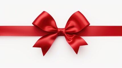 Red ribbon with a bow on a clean white background. Perfect for gift wrapping or decorating.