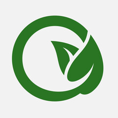 Circle Leaf Vector Logo Design Template