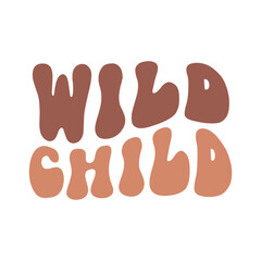 Wild child, Retro Toddler Funny Kids Illustration for Print