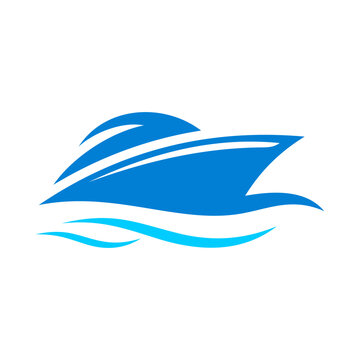 Cruise Ship Vector Logo Design Template