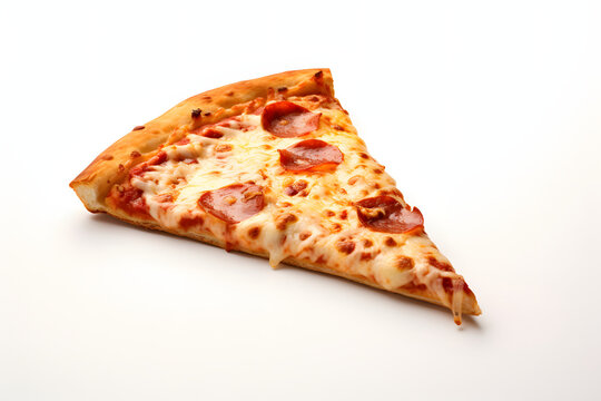 Slice of fresh and delicious pizza isolated on a white background