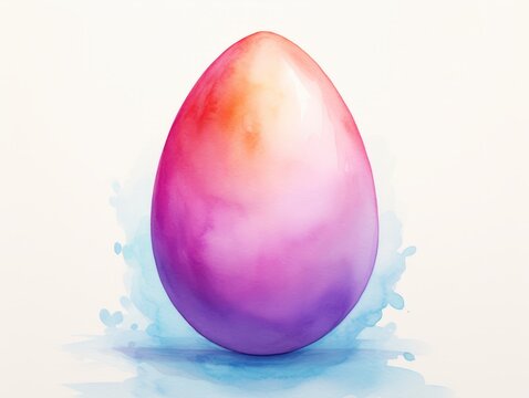 Easter egg with watercolor splash on white background. illustration. Generative AI