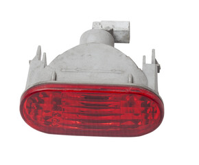 Close-up on an isolated led rear stop light taillamp of a car on white background. Spare parts for...