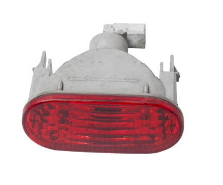 Close-up on an isolated led rear stop light taillamp of a car on white background. Spare parts for repair vehicles.