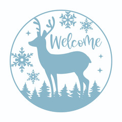 Snow Flurries Round sign Illustration, Welcome Winter, Let it snow, Christmas
