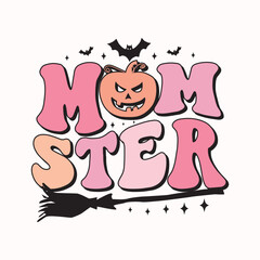 Retro Halloween Sublimation Illustration for print, Mom ster © SilhouetteVX3