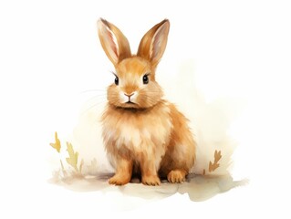 Rabbit isolated on white background. Watercolor illustration. Vector. Generative AI