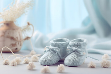 New born, child and teddy bear with balloons, its a boy, baby