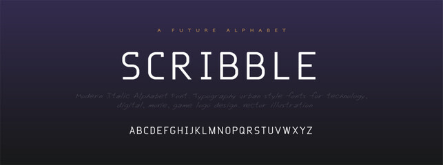 Modern minimal abstract alphabet fonts. Typography technology, electronic, movie, digital, music, future, logo creative font. vector illustration
