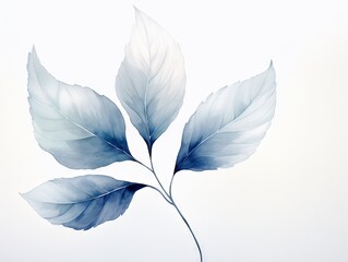 Blue leaves on a white background. illustration. EPS 10. Generative AI