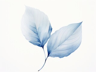 Watercolor leaves on a white background. Hand-drawn illustration. Generative AI