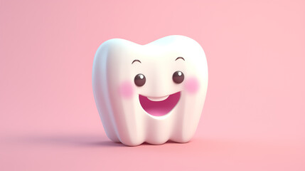 3d cute little teeth tooth protection concept advertising - obrazy, fototapety, plakaty