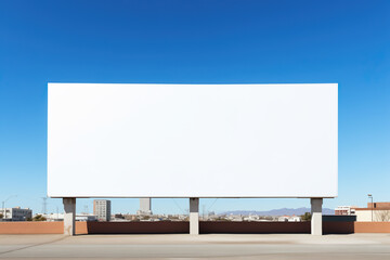 Fototapeta premium Blank white screen displayed on city billboard during daytime