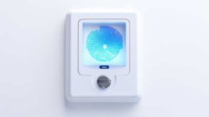 a high-security electronic fingerprint scanner and corresponding lock, capturing their advanced features and precision, set against a pristine white background.