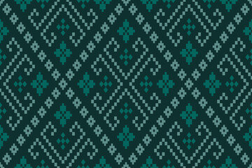 Green Cross stitch colorful geometric traditional ethnic pattern Ikat seamless pattern border abstract design for fabric print cloth dress carpet curtains and sarong Aztec African Indian Indonesian