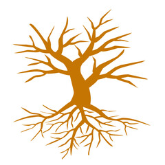 dead wood, tree without leaves, wood with many roots, wood with roots and branches, king wood, tree with many branches