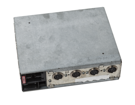 car engine control unit with metal elements on a white isolated background is the connecting center of various subsystems, units and assemblies. Monitoring the state of the moment. Spare part