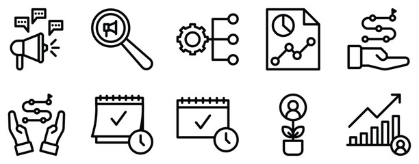 marketing line style icon set collection