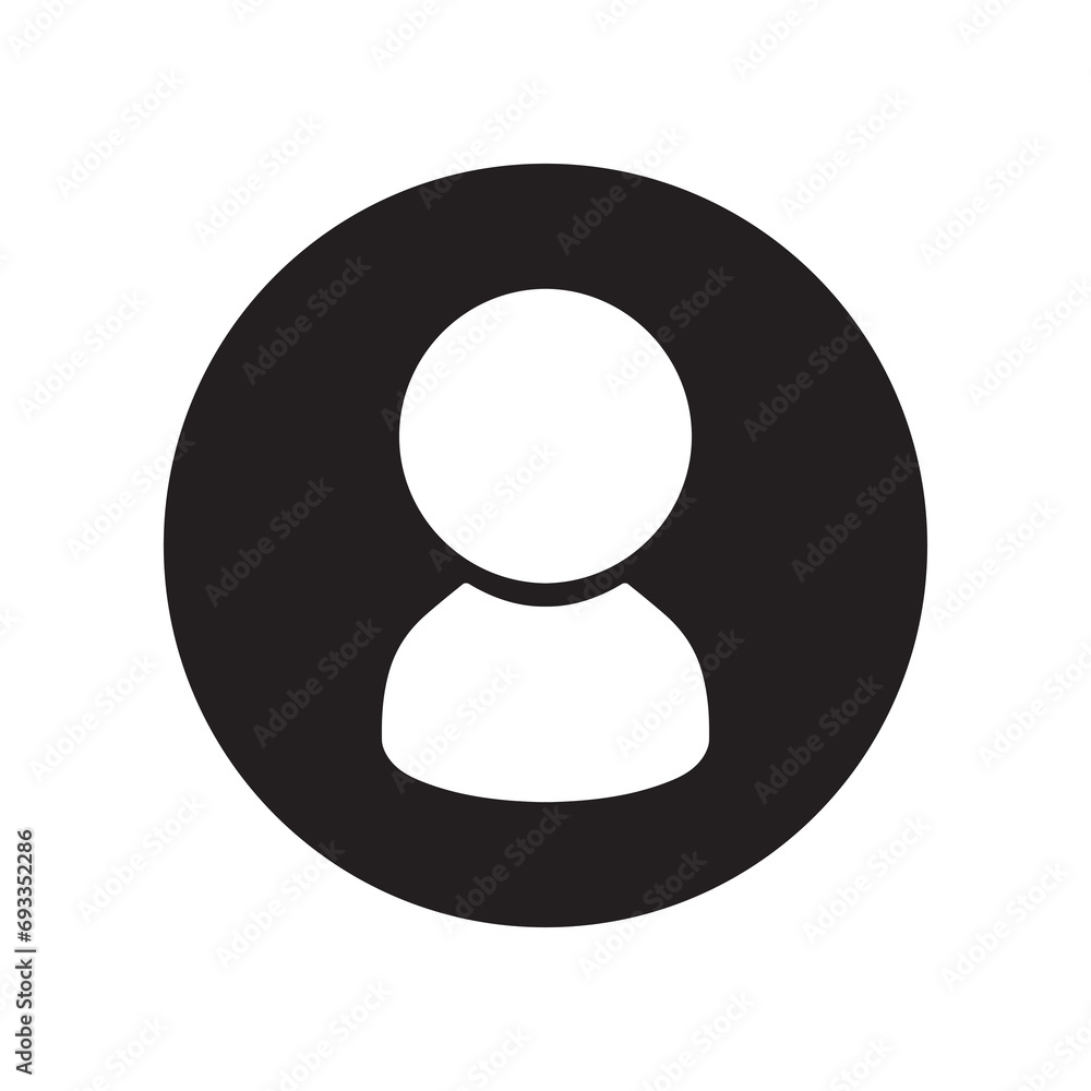 Poster user icon vector. profile mark logo design. profile vector icon illustration in circle isolated on w