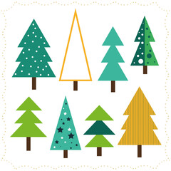 Christmas trees, set of christmas trees, greeting