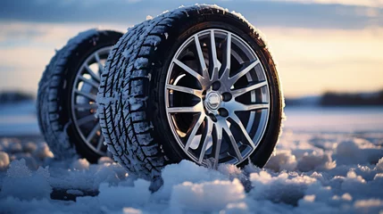 Fotobehang Car tire background, Tire texture closeup background © Nataliia