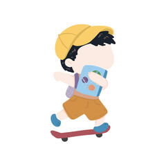 set of cute little child pose vector elements school