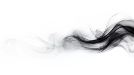 Poster black modern design smoke, steam isolated on white or transparent png © David Kreuzberg