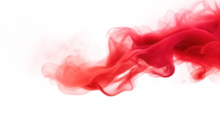Foto op Canvas red colored modern design smoke, steam isolated on white or transparent png © David Kreuzberg