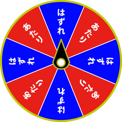 【日本語・ハズレ版】ルーレットの当たりハズレを狙うくじのイラスト