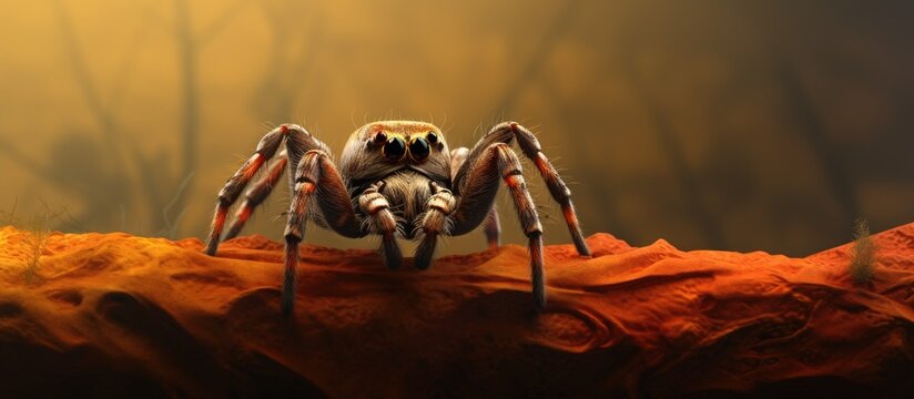 Spider hunter patiently waiting for prey.